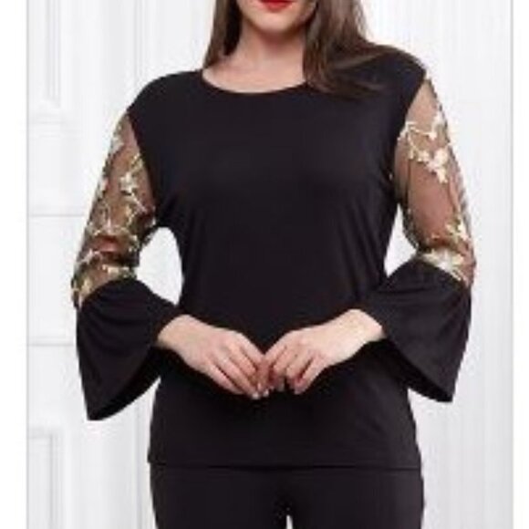 NWT Milan Kiss Floral Embroidered Top - 1X - Picture 4 of 9